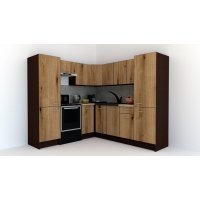 Bucatarie de Colt GENA NEW 12 ST. 210-230, Fara Corp de Cuptor, Wenge / Decor K365